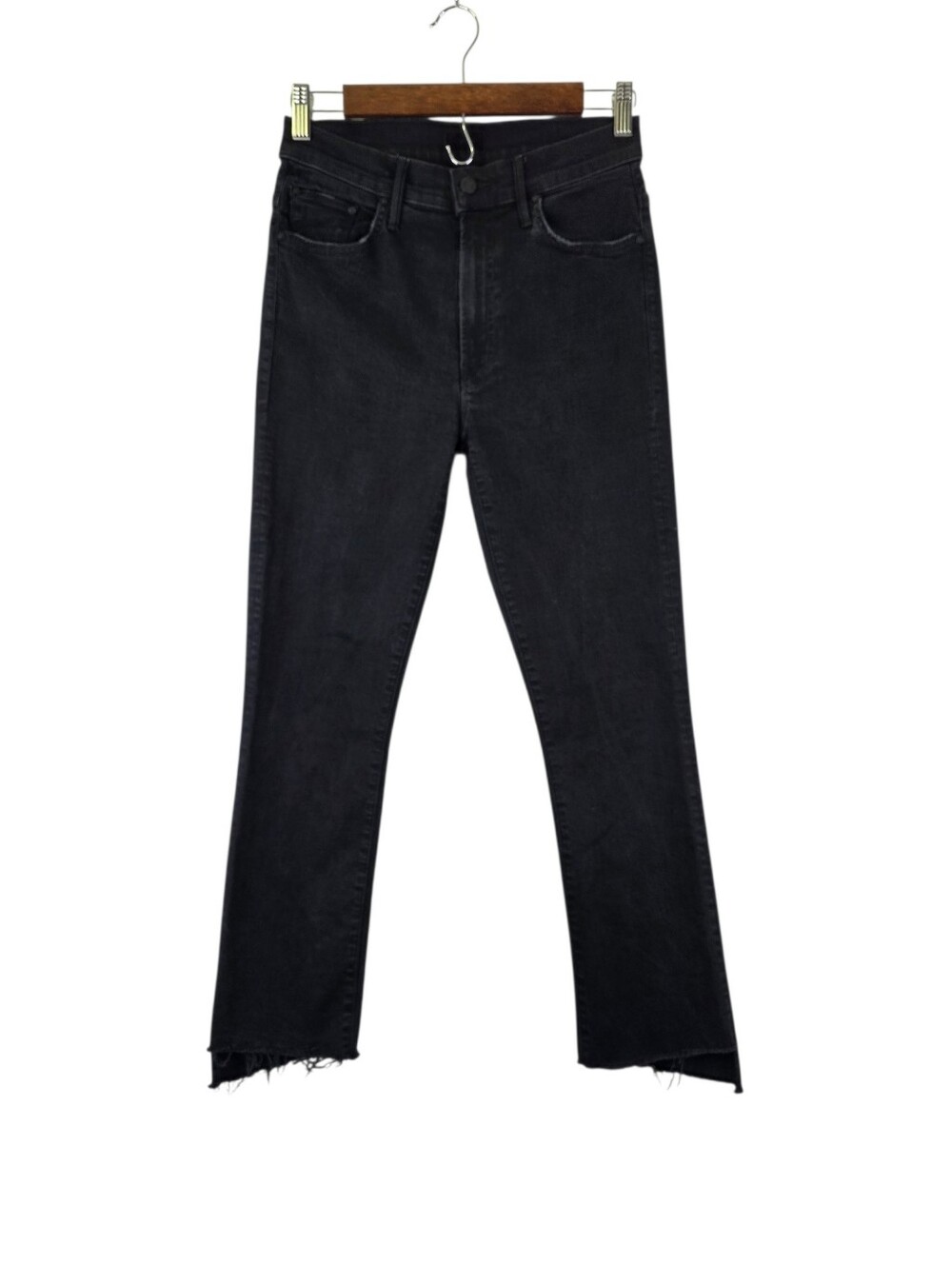 Mother Insider Crop Step Fray Jeans Mid-Rise Black Not Guilty Women's Size 28